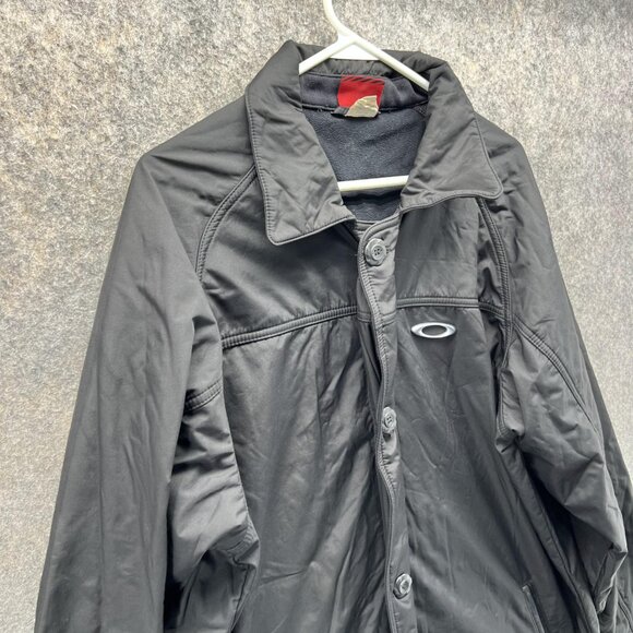 Oakley Jacket Men Large Black Button Down Polyester Full Zip Coat VTG Rain Wind - Picture 5 of 16
